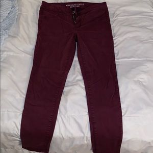 American Eagle Sateen Maroon Jeggings